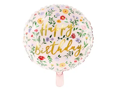 Кулька фольгована "Happy Birthday" РОЖЕВА ВЕСНЯНА (D-45 см)