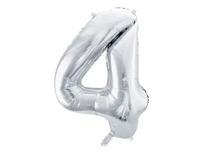 Кулька фольгована "Цифра 4" СРІБНА (Н 100 см)