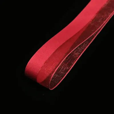 Стрічка "Однотон+органза" 2,6 см * 20 yds 012 RED